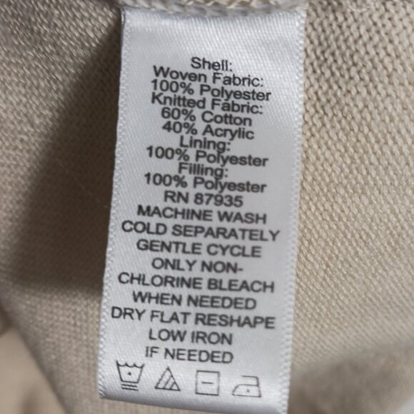 Susan Graver, Medium, Creamy Beige, Quilted and Knit, Zip Front Turtleneck Vest - Picture 14 of 14